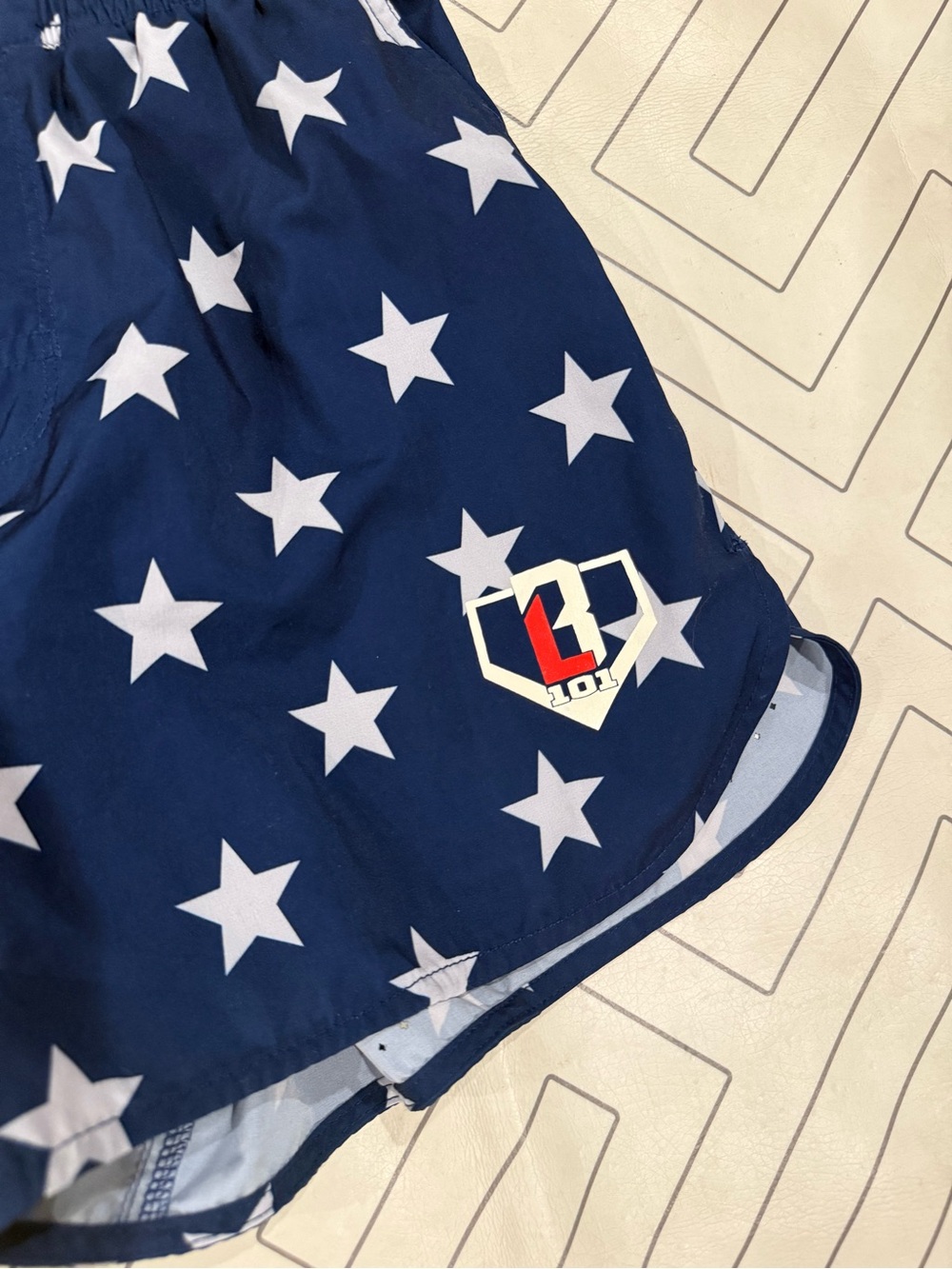 Baseball Lifestyle 101 Navy Star Print Athletic Shorts - Picture 4 of 13